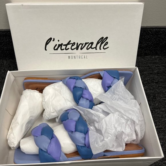 Blue and Purple Leather Sandal (L'intervalle, BRAND NEW, NEVER WORN) - Picture 2 of 3